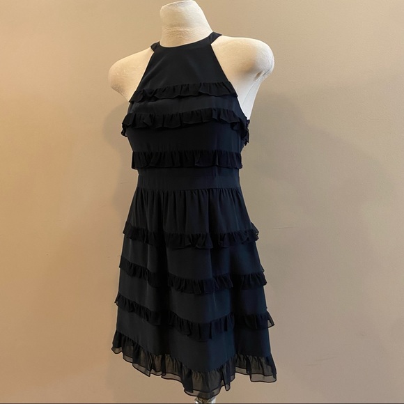 TIBI silk halter neck ruffle dress - Picture 3 of 8